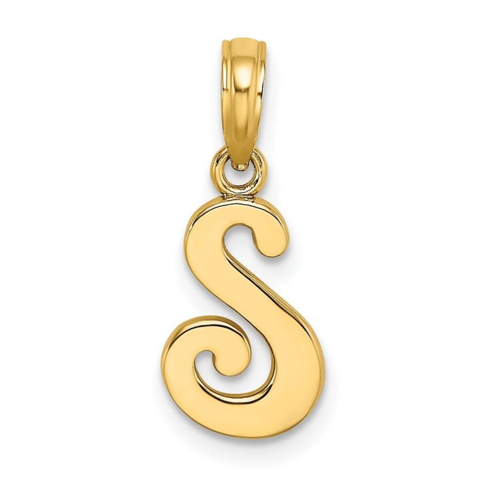 10k Yellow Gold Polished S Script Initial Charm - image 1